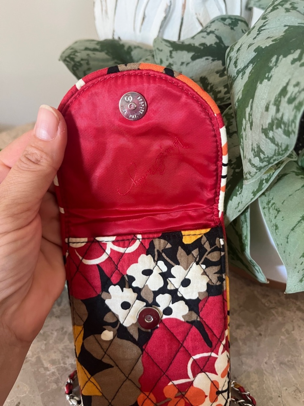 Vera Bradley Floral Quilted Mini Crossbody Phone Case in Red, Orange, Black - Picture 5 of 7